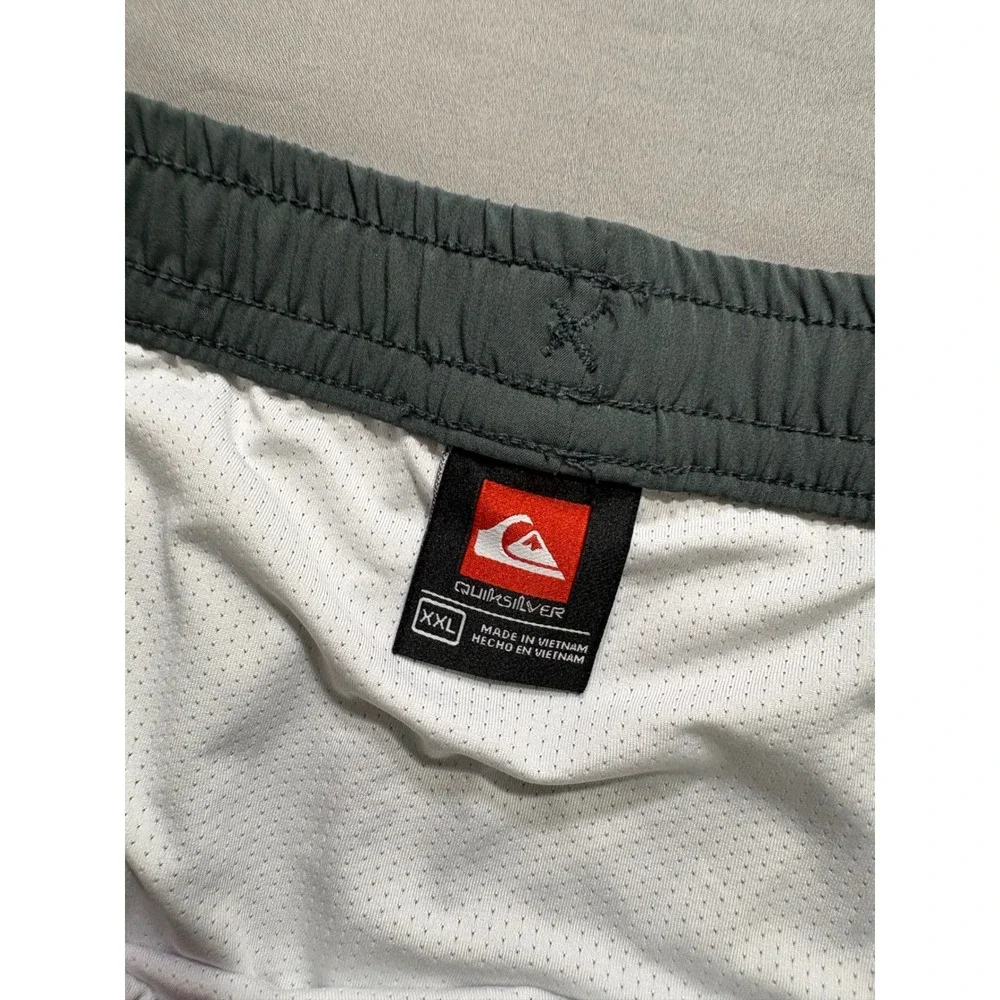 Quiksilver Mens Swim Trunks XXL Green Grey 7 Inseam Quick Dry Stretch QS001012
